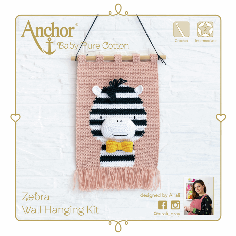 Wall Hanging - Zebra in Baby Pure Cotton Anchor