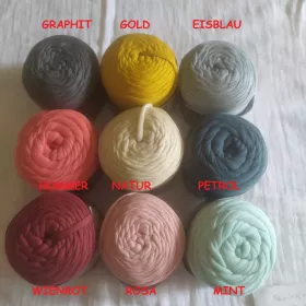 COTTON JERSEY / 100g | COTTON JERSEY 02 NATUR, COTTON JERSEY 22 GOLD, COTTON JERSEY 32 WIENROT, COTTON JERSEY 35 ROSA, COTTON JERSEY 36 HUMMER, COTTON JERSEY 52 EISBLAU, COTTON JERSEY 65 MINT, COTTON JERSEY 69 PETROL, COTTON JERSEY 98 GRAPHIT