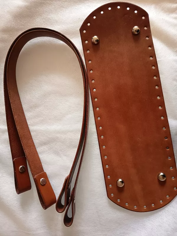 KOMPONENTY NA KABELKY / Sada dno 30x10 cm koňak Landsinger