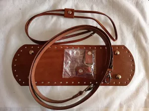 KOMPONENTY NA KABELKY / Sada dno 30x10 cm koňak 